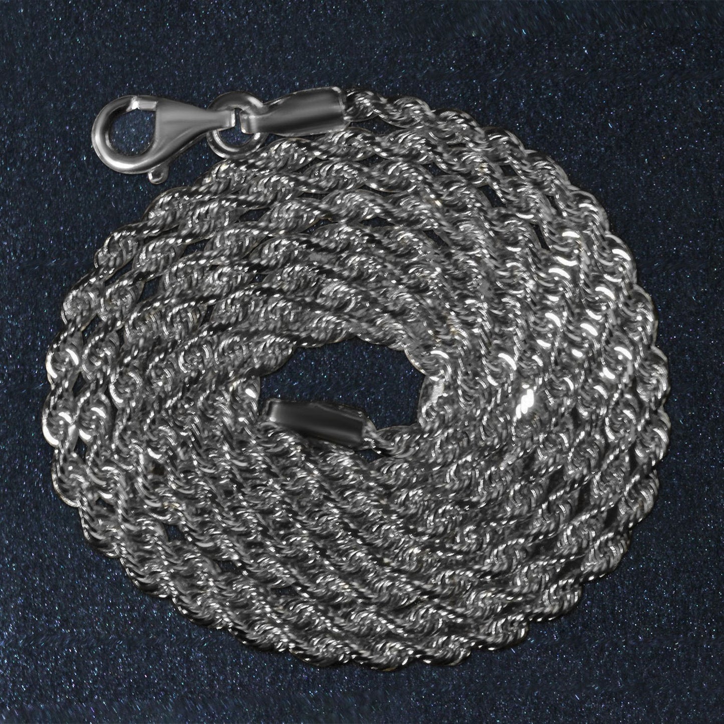 14K White Gold Solid Diamond Cut Rope Chain Necklace (2.00 mm)