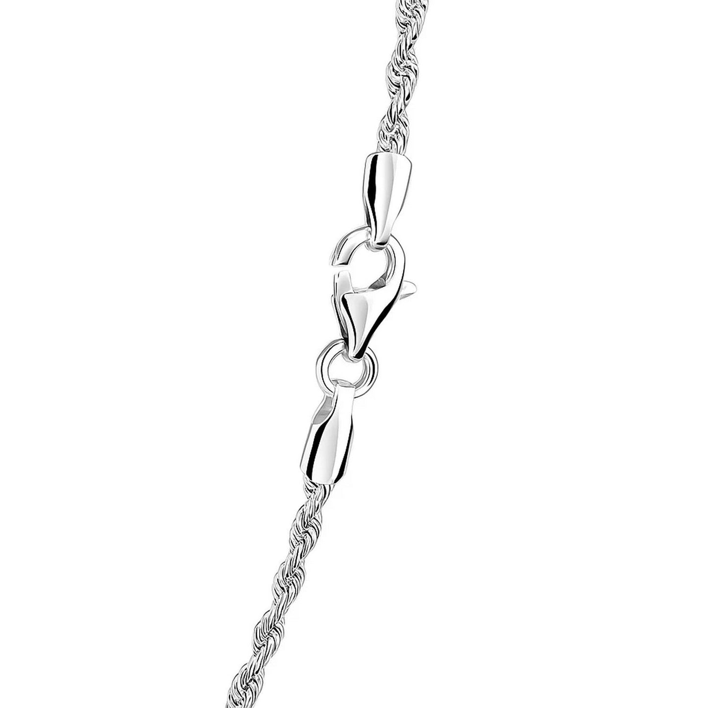 14K White Gold Solid Diamond Cut Rope Chain Necklace (2.00 mm)