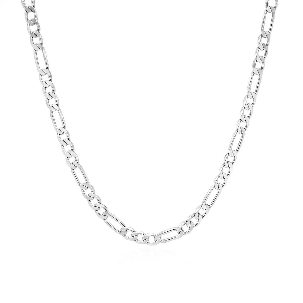14K White Gold Solid Figaro Chain – 3.00mm, Solid Gold