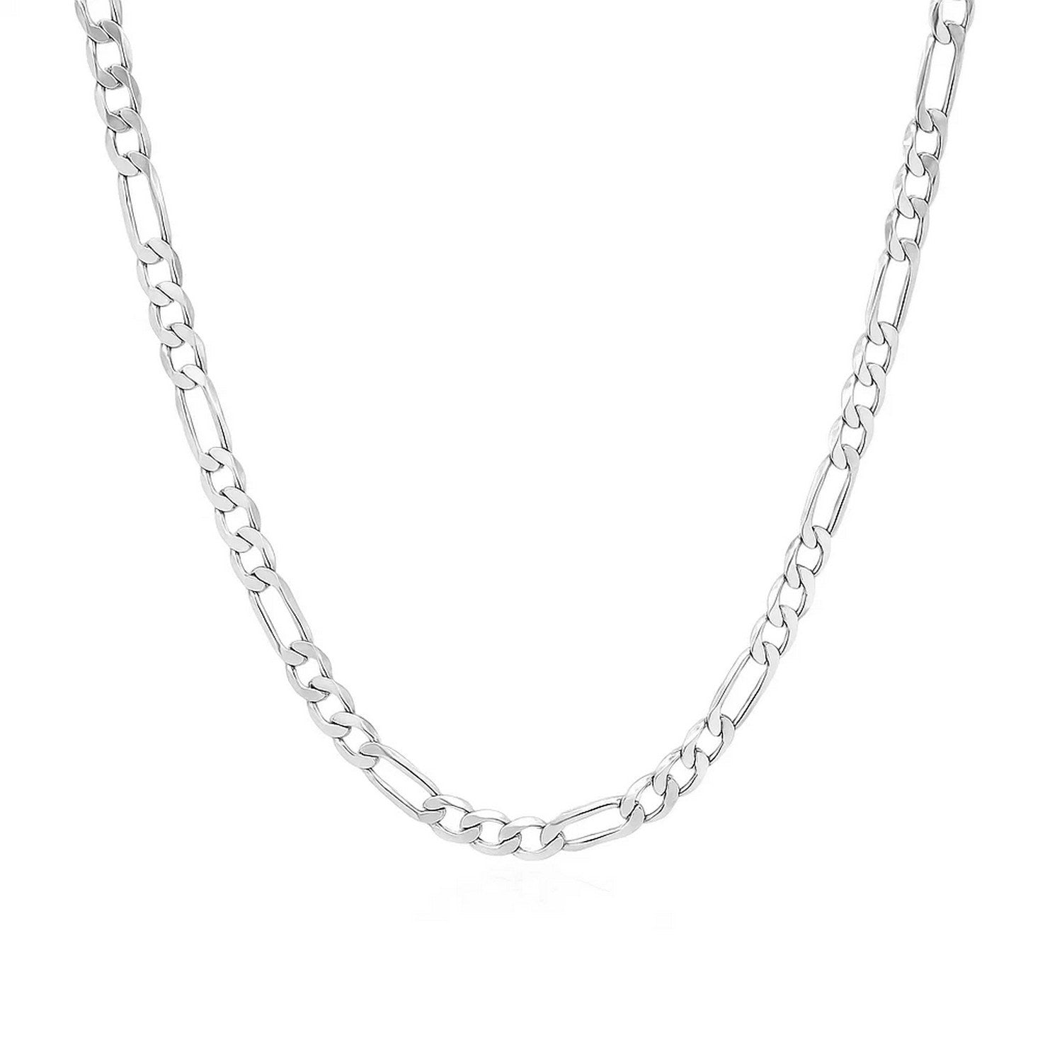 14K White Gold Solid Figaro Chain – 3.00mm, Solid Gold