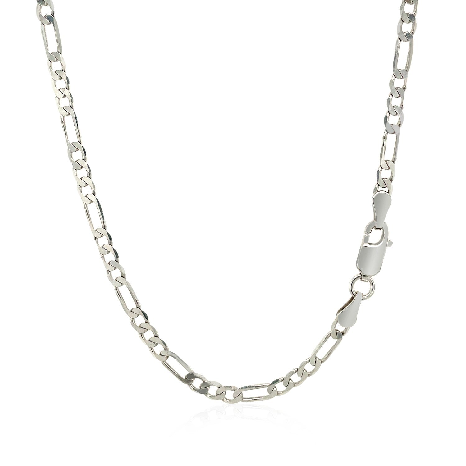 14K White Gold Solid Figaro Chain – 3.00mm, Solid Gold