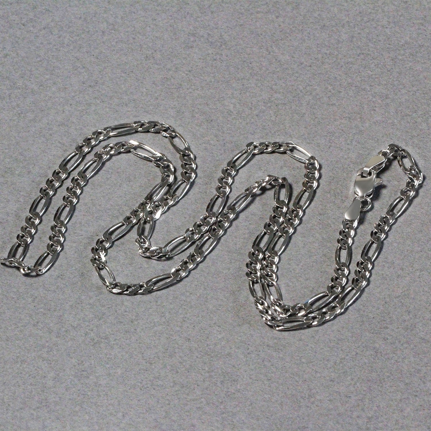 14K White Gold Solid Figaro Chain – 3.00mm, Solid Gold