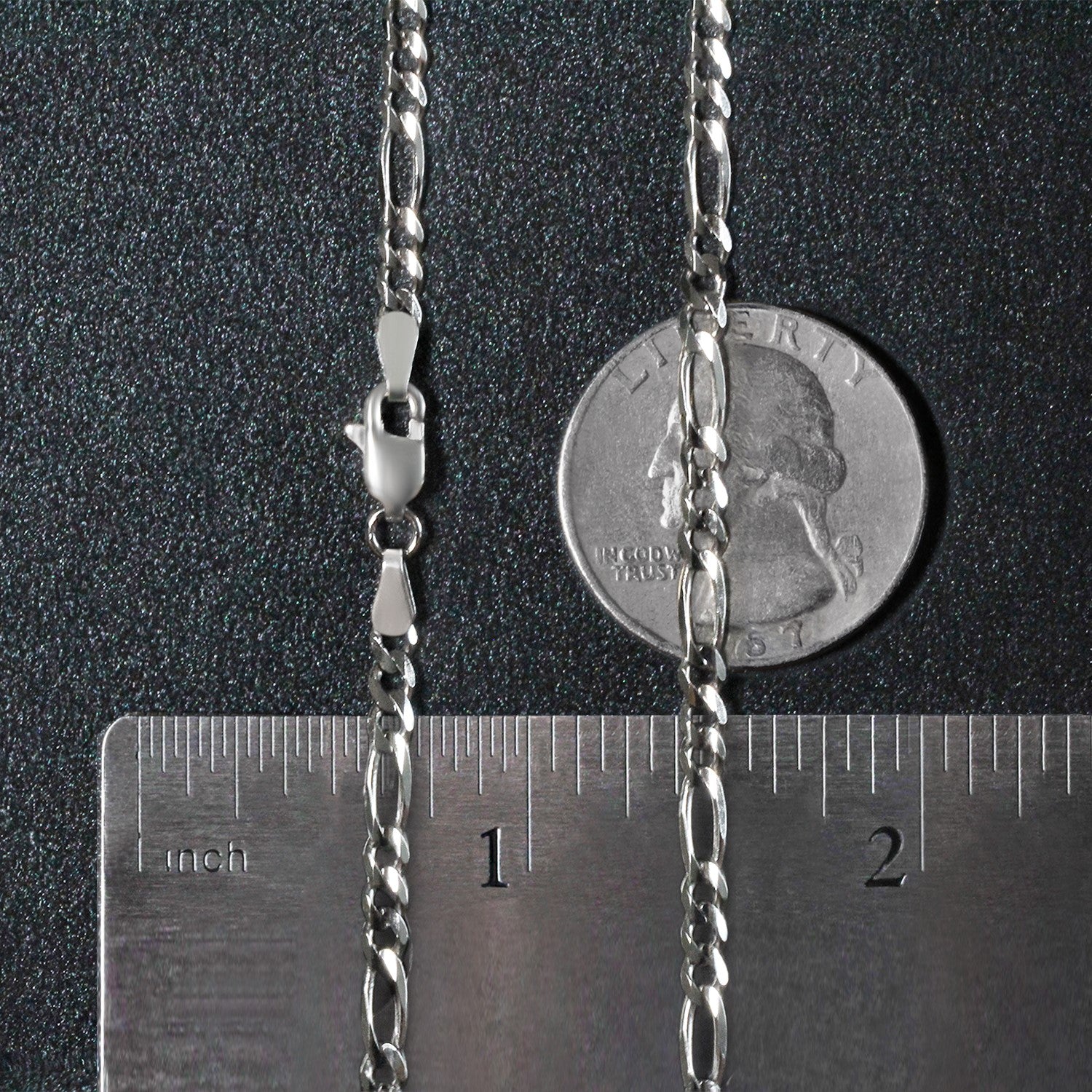 14K White Gold Solid Figaro Chain – 3.00mm, Solid Gold