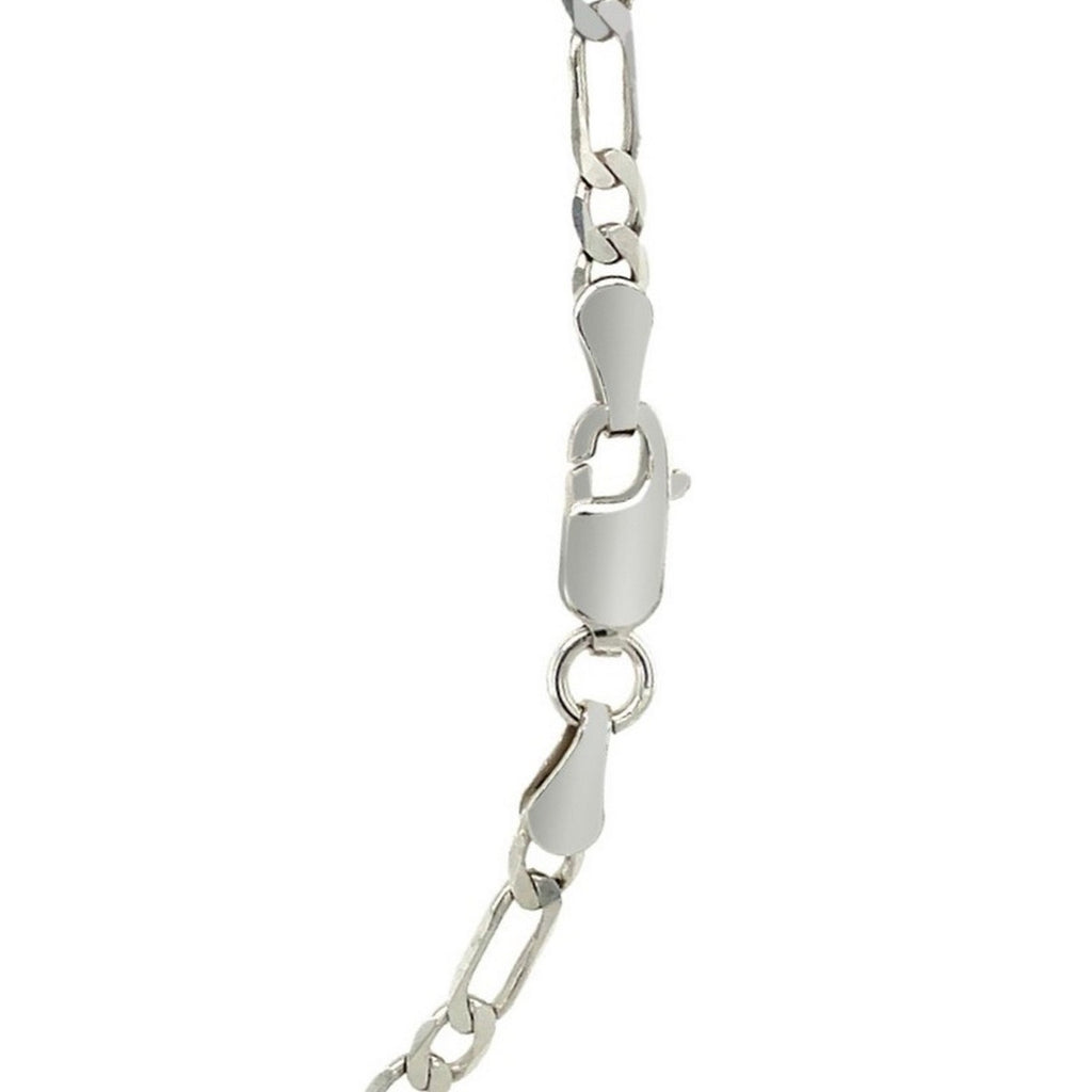 14K White Gold Solid Figaro Chain – 3.00mm, Solid Gold