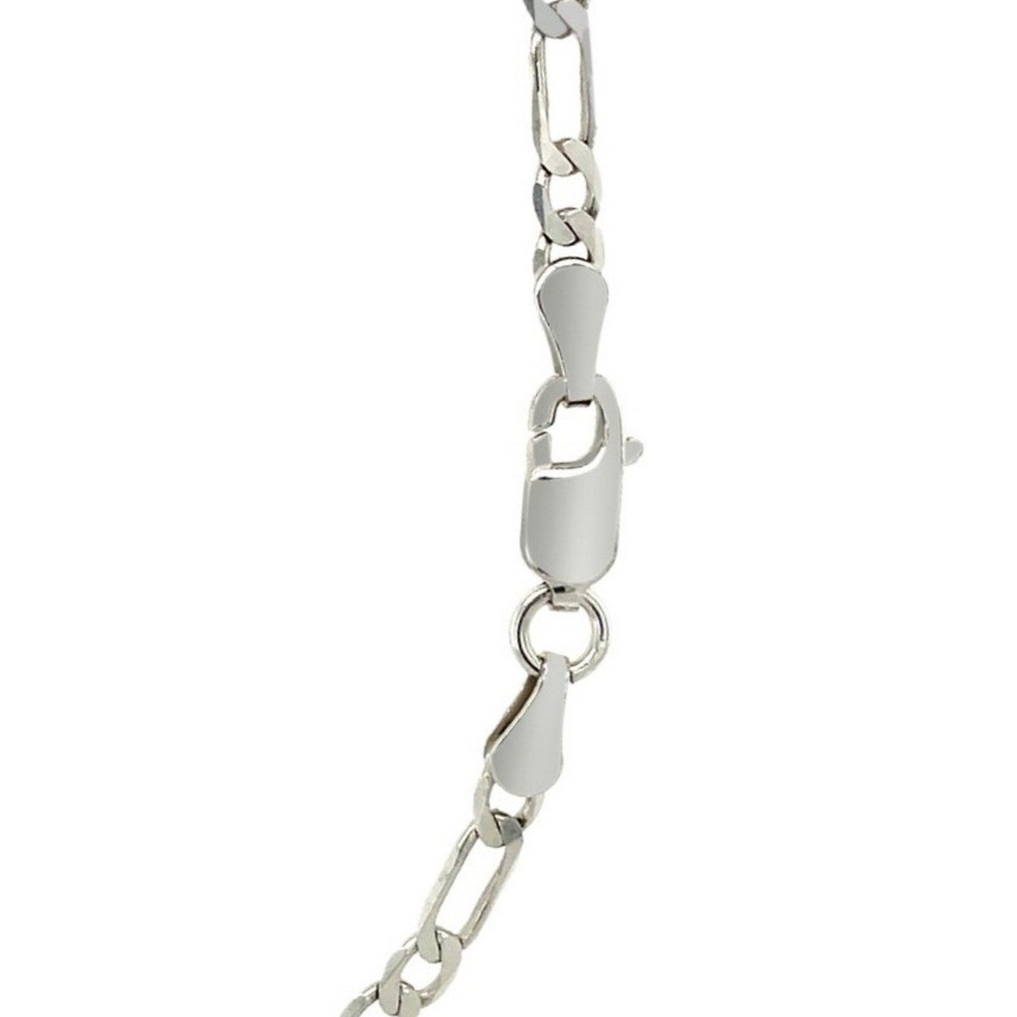 14K White Gold Solid Figaro Chain – 3.00mm, Solid Gold