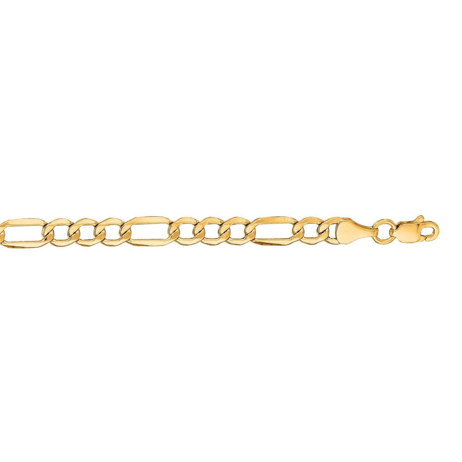 14K Yellow Gold Lite Figaro Chain – 4.70mm, Solid Gold