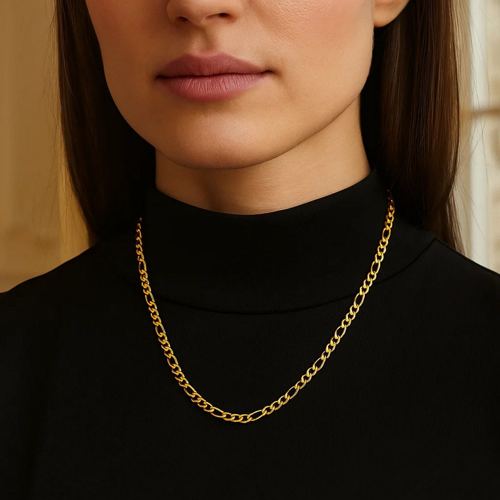 14K Yellow Gold Solid Figaro Chain – 4.50mm, Solid Gold