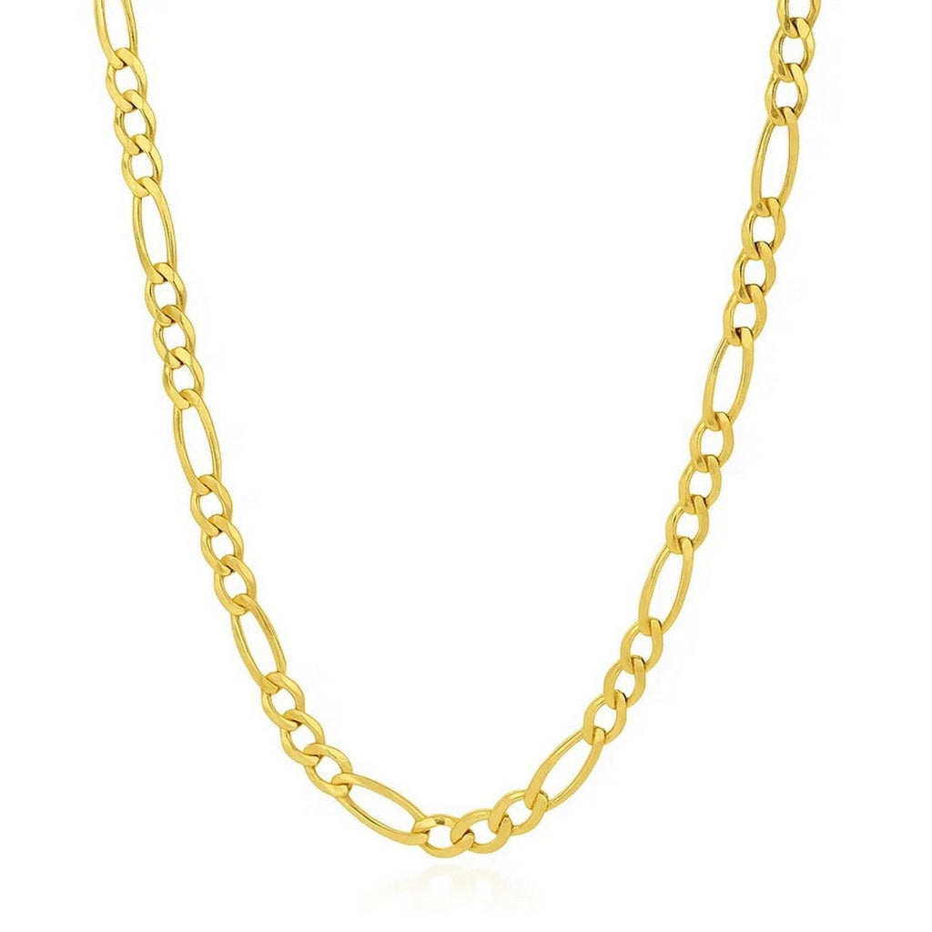 14K Yellow Gold Solid Figaro Chain – 4.50mm, Solid Gold