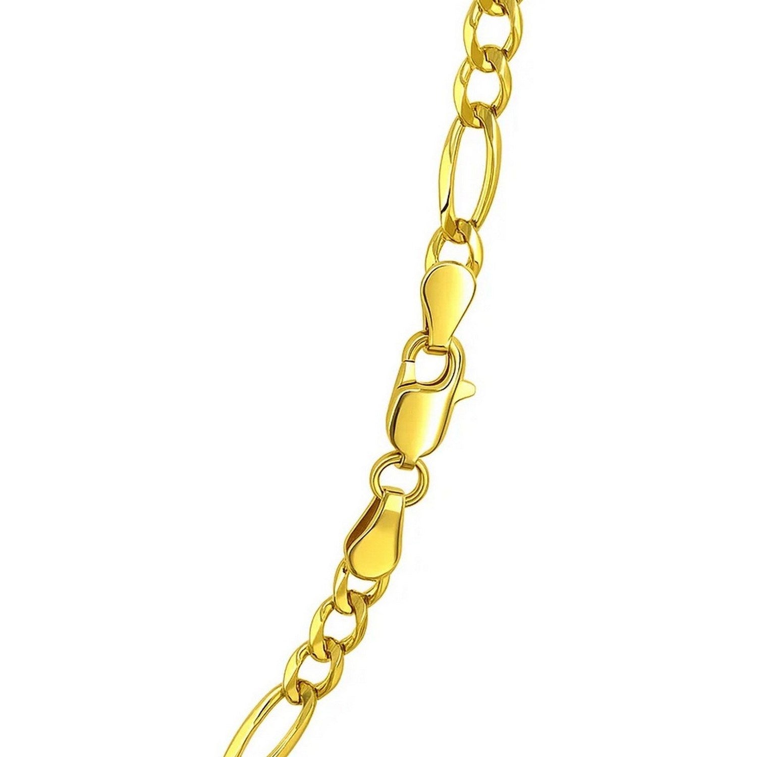 14K Yellow Gold Solid Figaro Chain – 4.50mm, Solid Gold