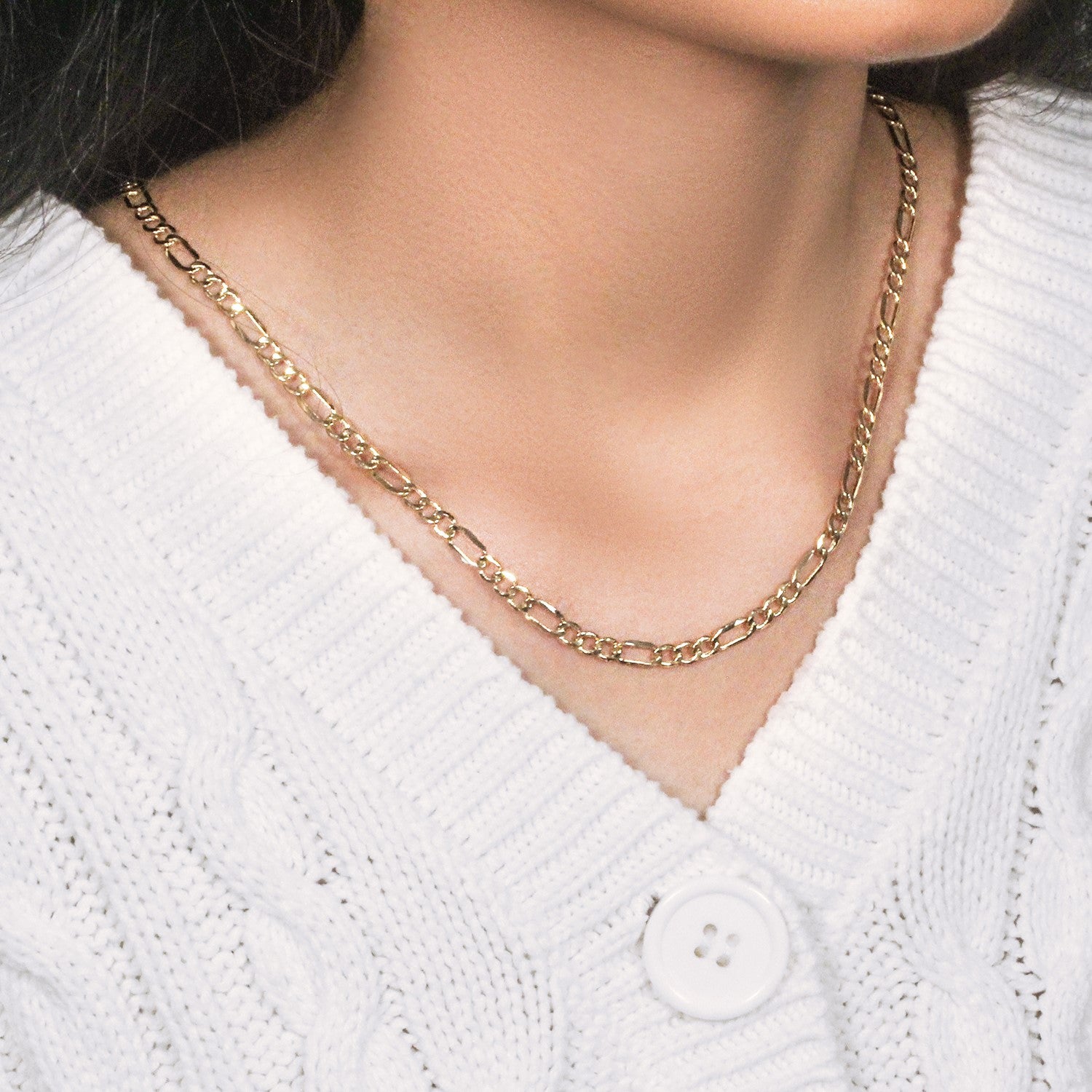 10K Yellow Gold Lite Figaro Chain – 4.70mm, Solid Gold
