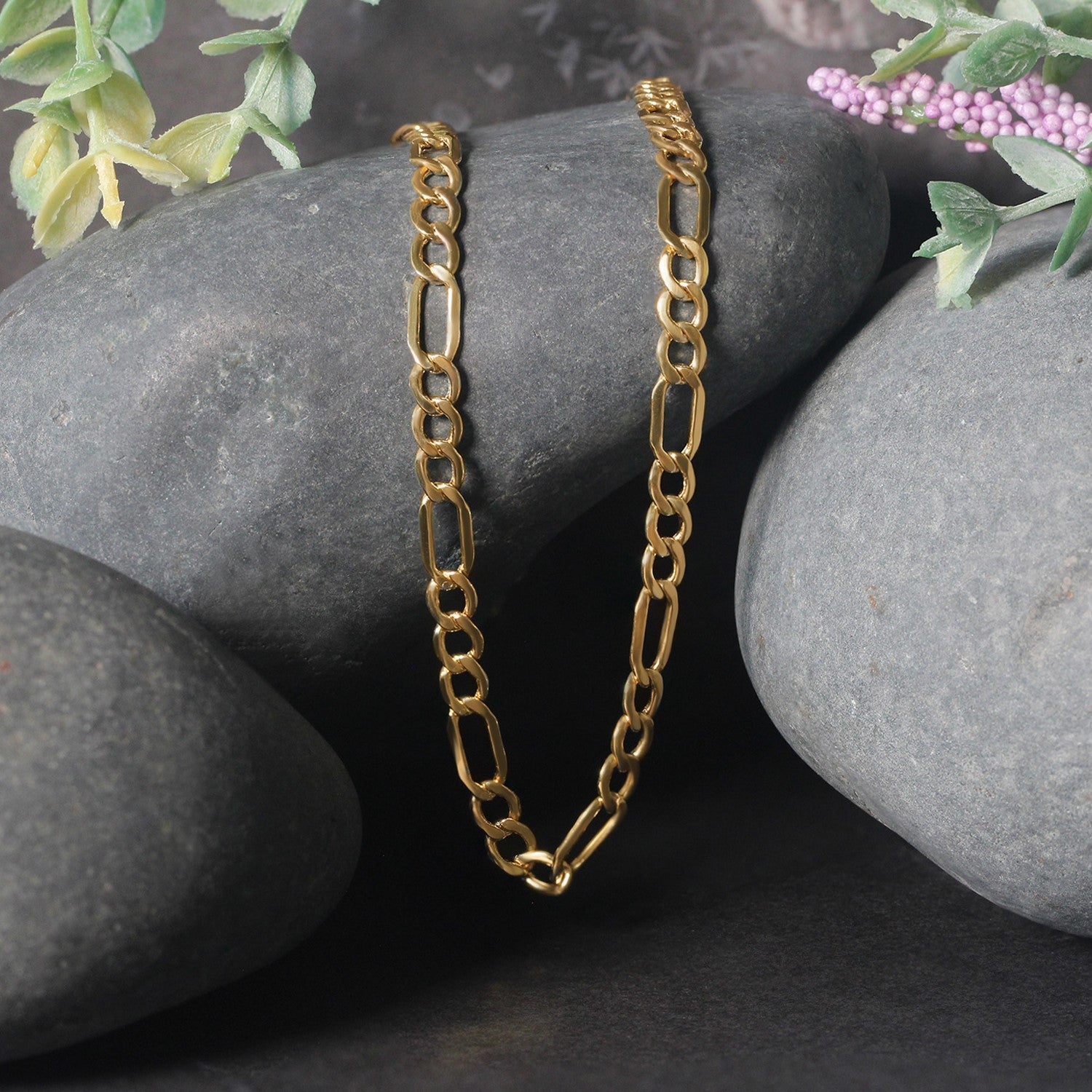 10K Yellow Gold Lite Figaro Chain – 4.70mm, Solid Gold