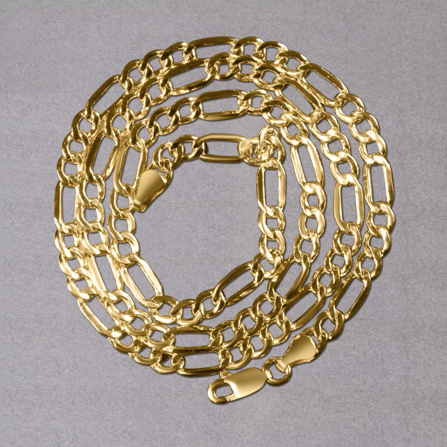 10K Yellow Gold Lite Figaro Chain – 4.70mm, Solid Gold