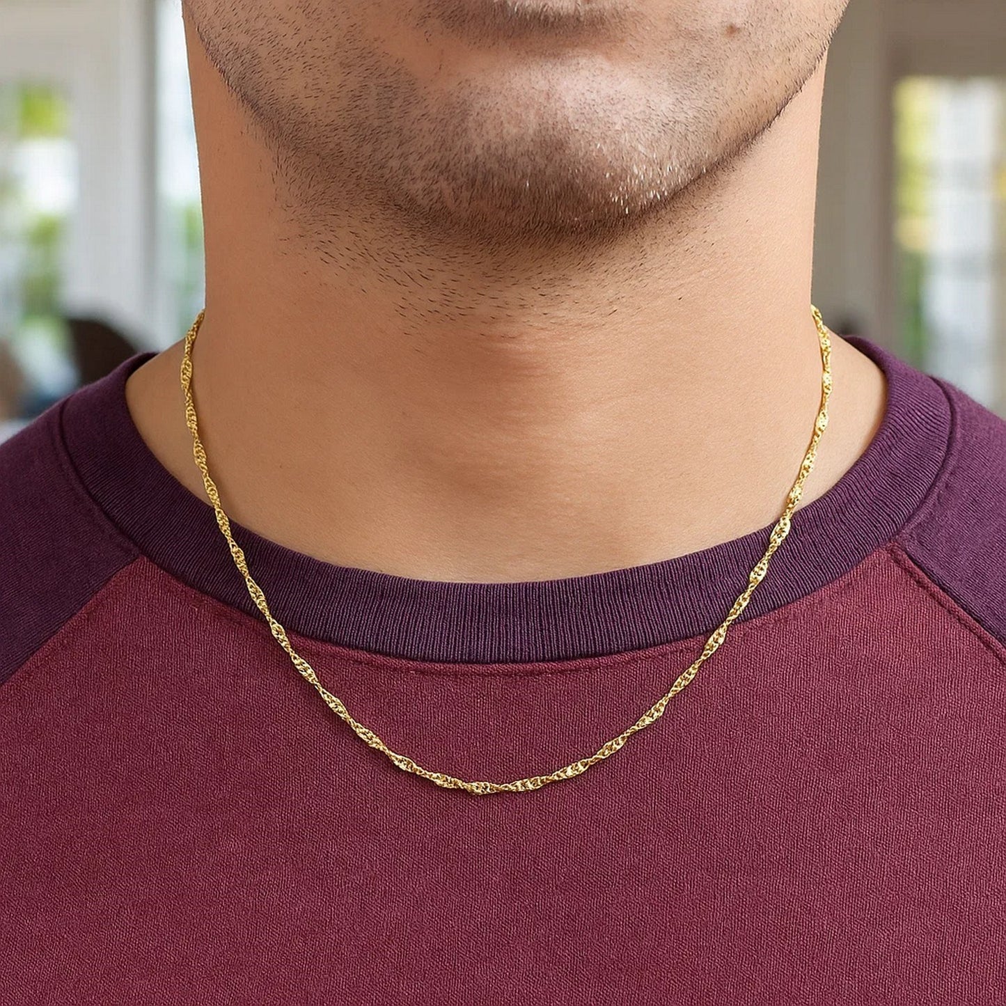 14K Yellow Gold Singapore Chain Necklace (2.10 mm)