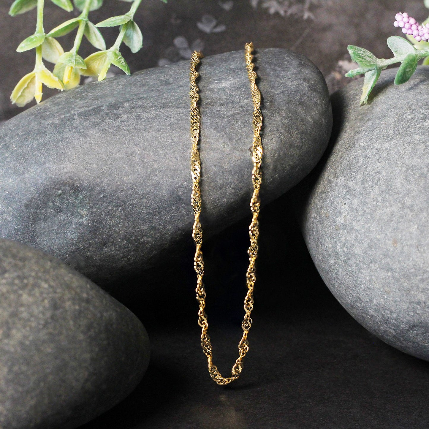 14K Yellow Gold Singapore Chain Necklace (2.10 mm)