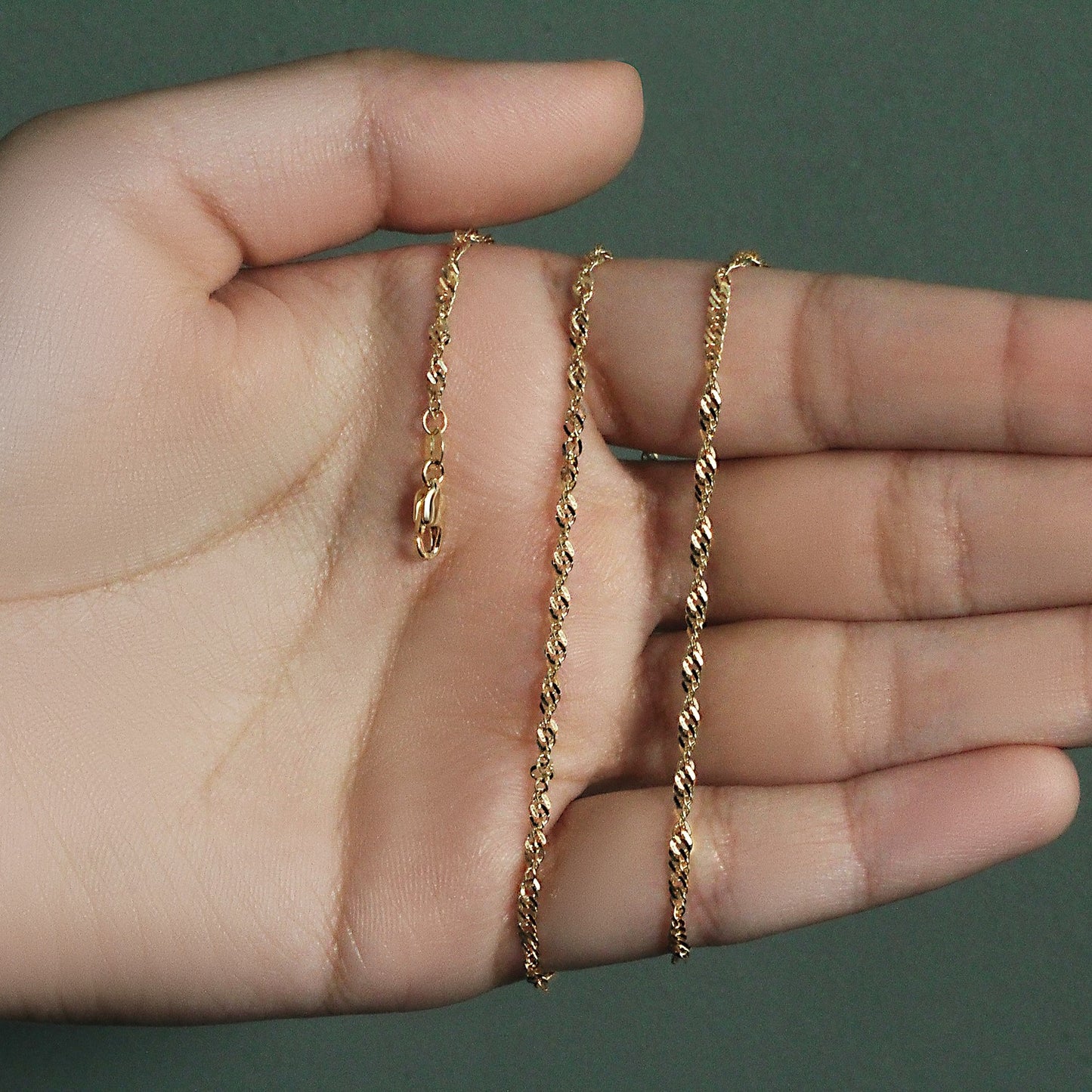 14K Yellow Gold Singapore Chain Necklace (2.10 mm)