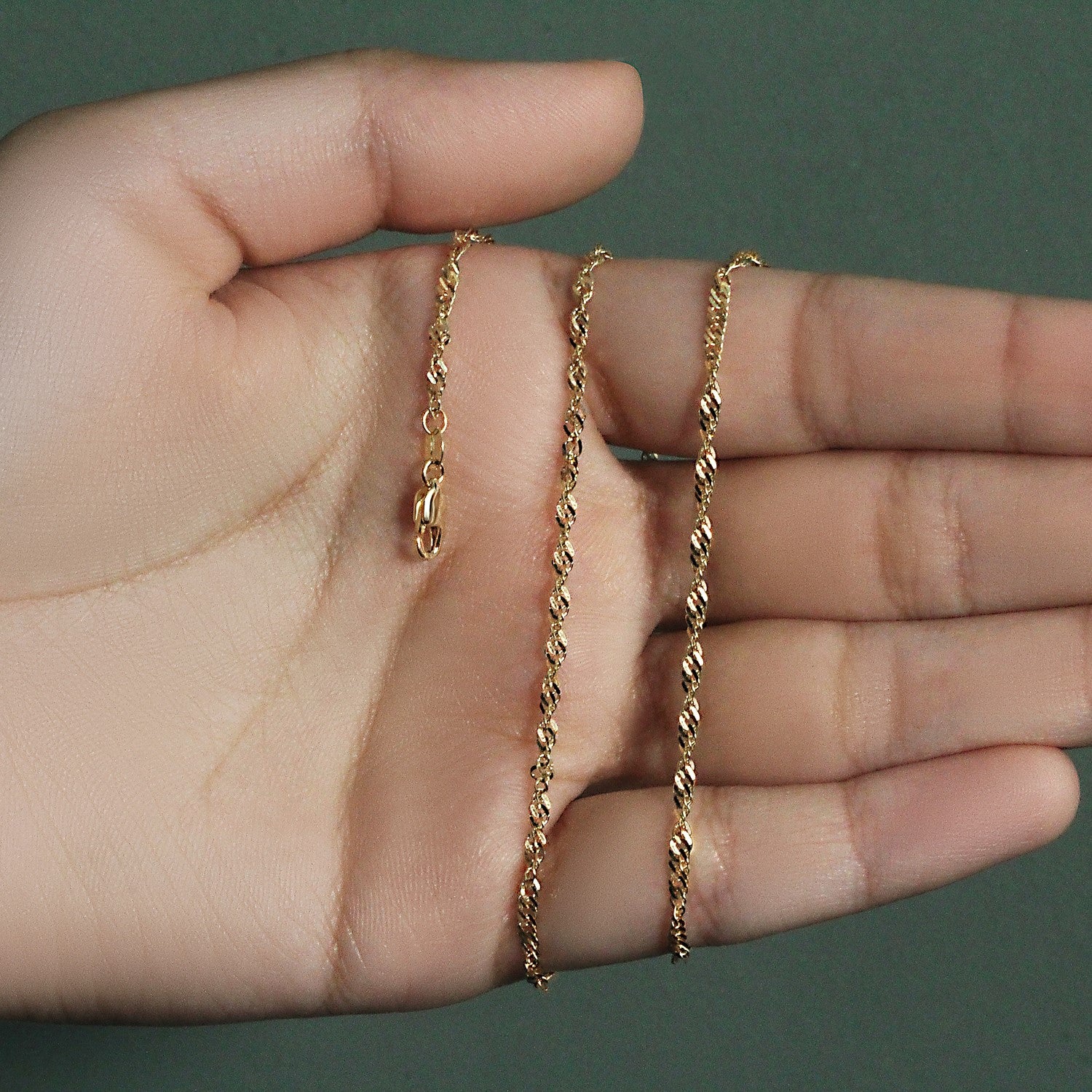 14K Yellow Gold Singapore Chain 2.10mm | Solid Gold