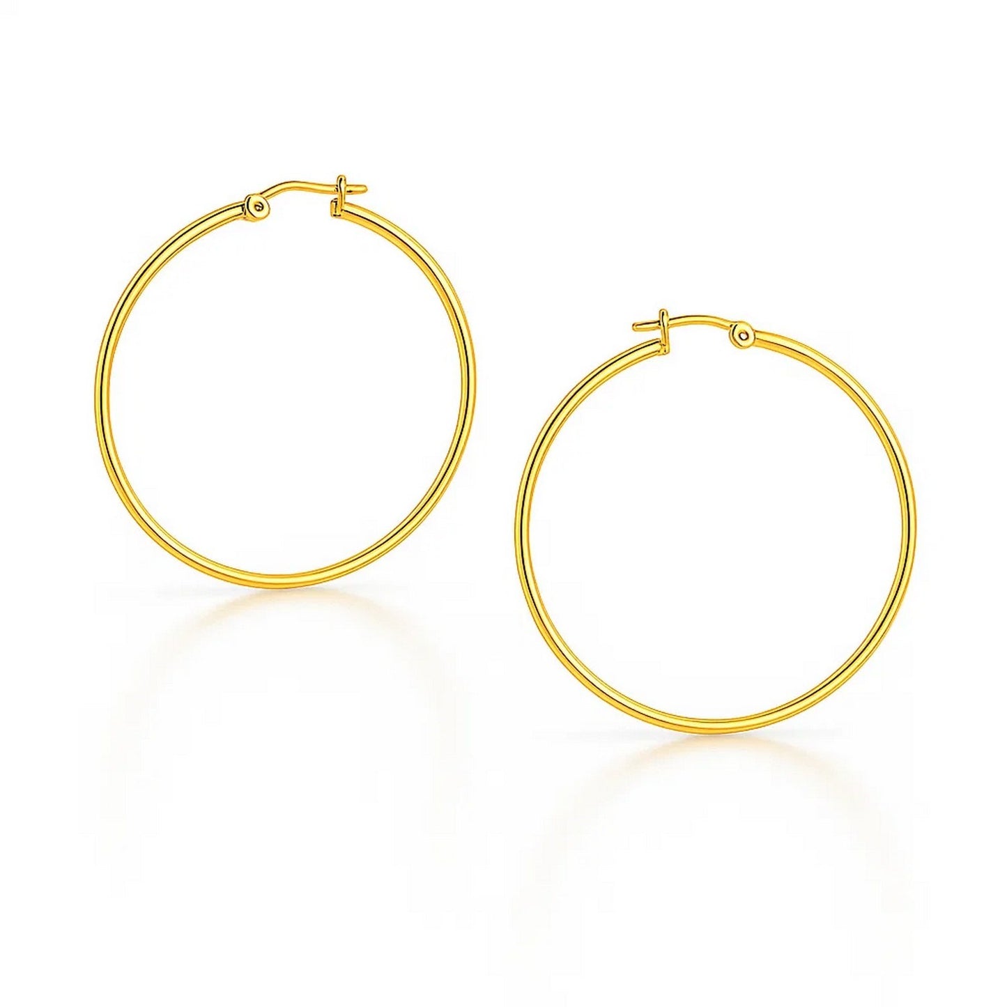 14k Yellow Gold Polished Hoop Earrings 3x25mm