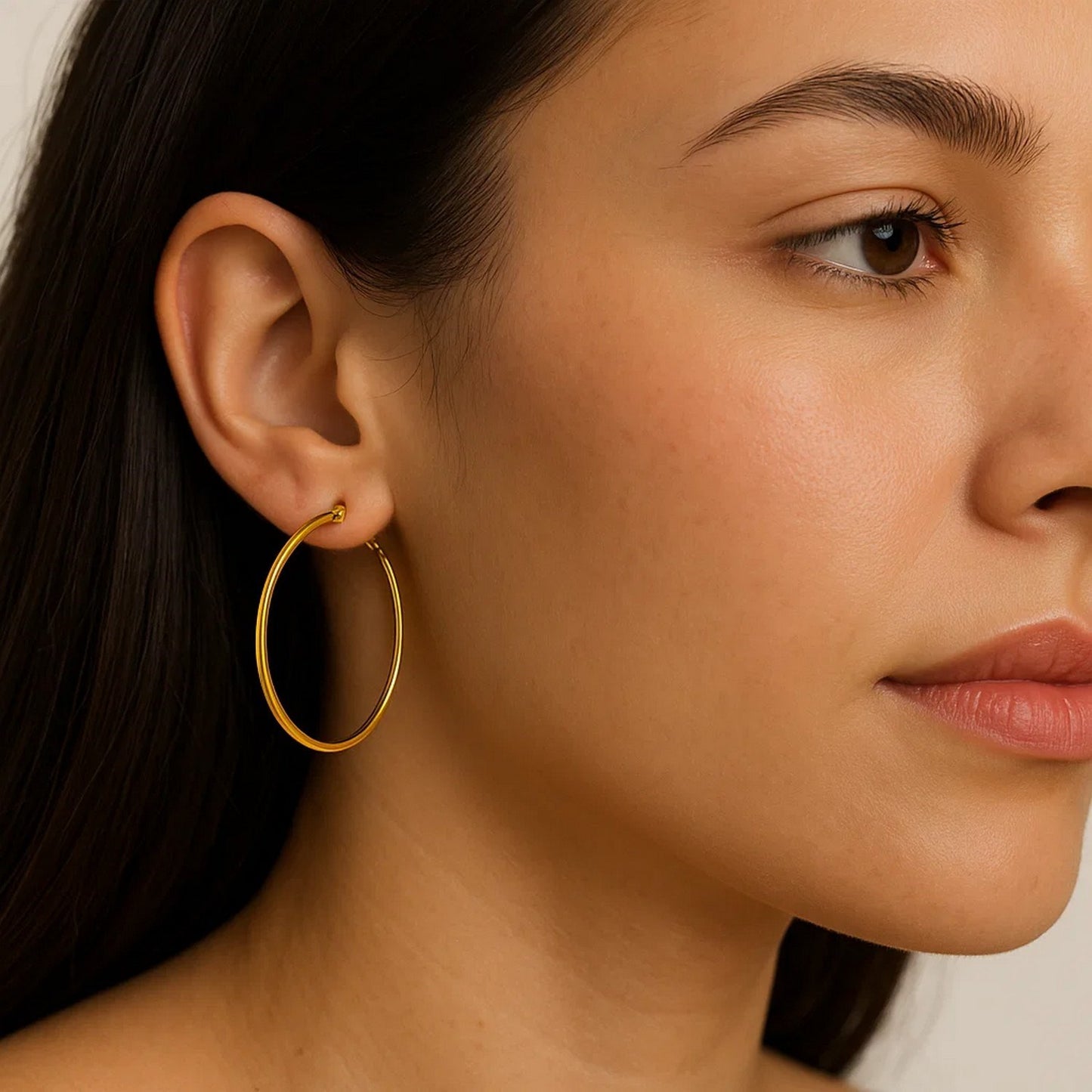 14k Yellow Gold Polished Hoop Earrings 3x25mm