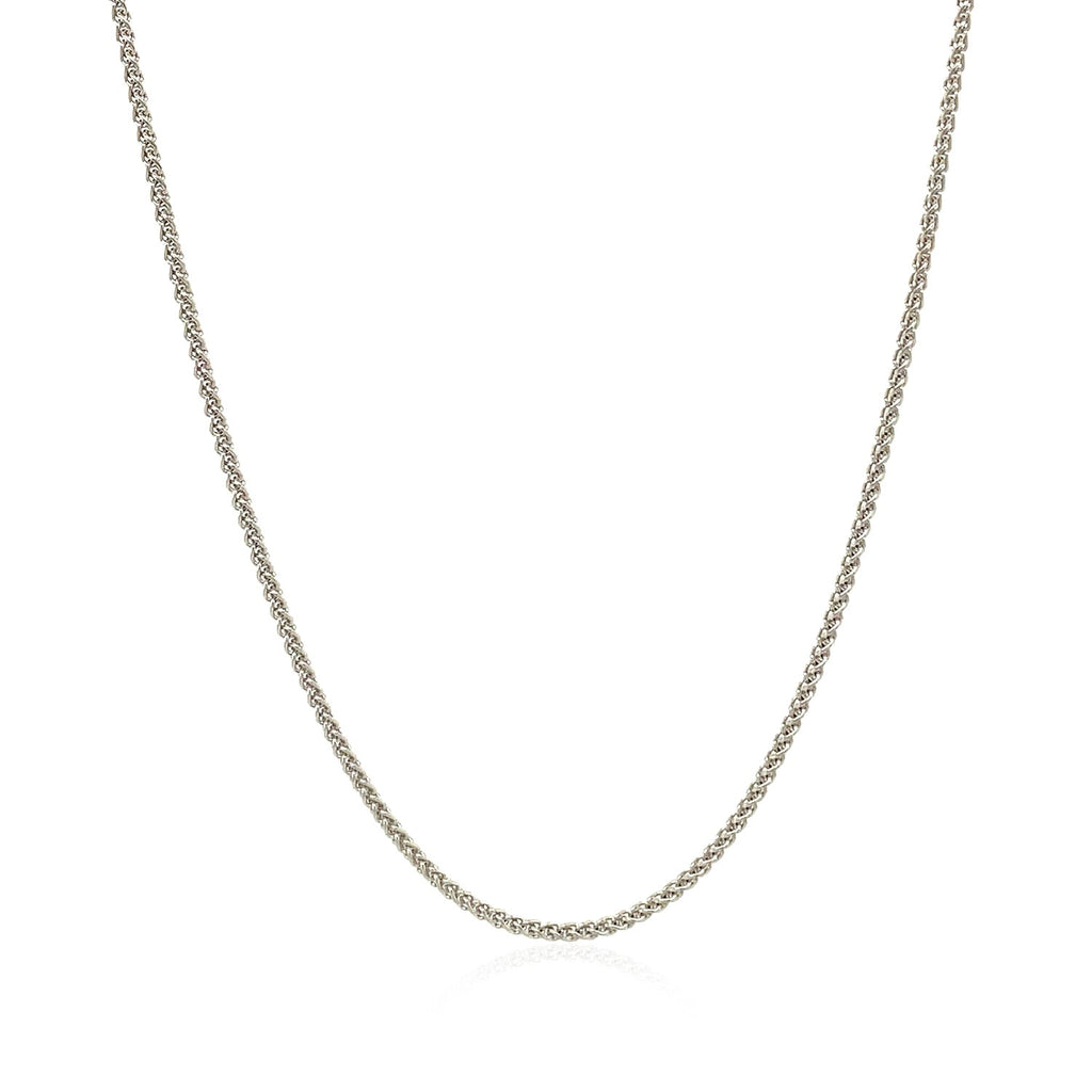 18K White Gold Round Wheat Chain – 1.20mm, Solid Gold