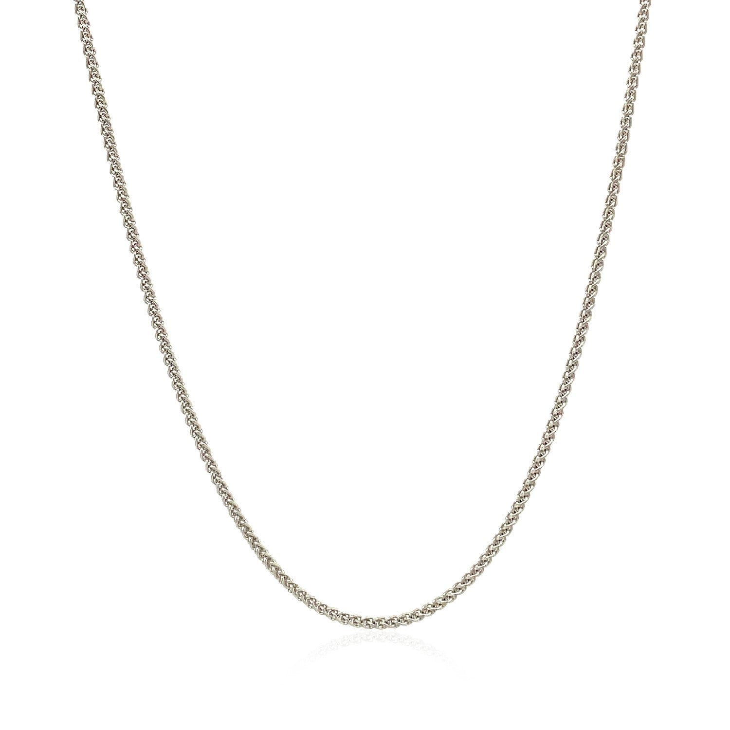 18K White Gold Round Wheat Chain – 1.20mm, Solid Gold