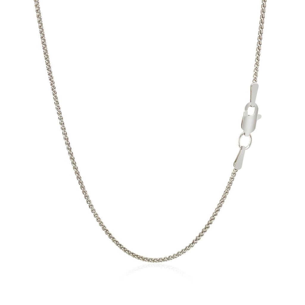 18K White Gold Round Wheat Chain – 1.20mm, Solid Gold