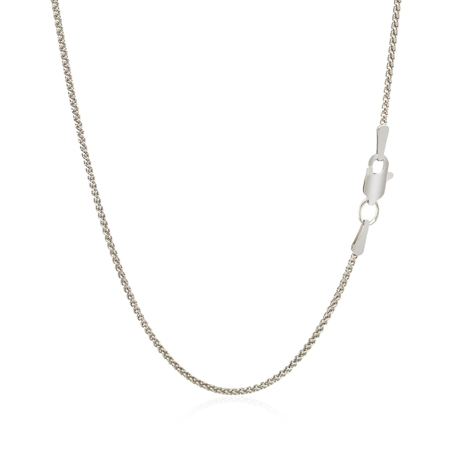 18K White Gold Round Wheat Chain – 1.20mm, Solid Gold