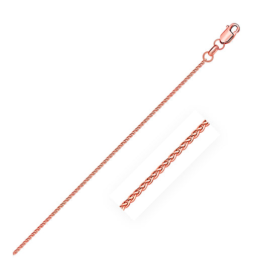 14K Rose Gold Diamond Cut Round Wheat Chain Necklace (1.20 mm)