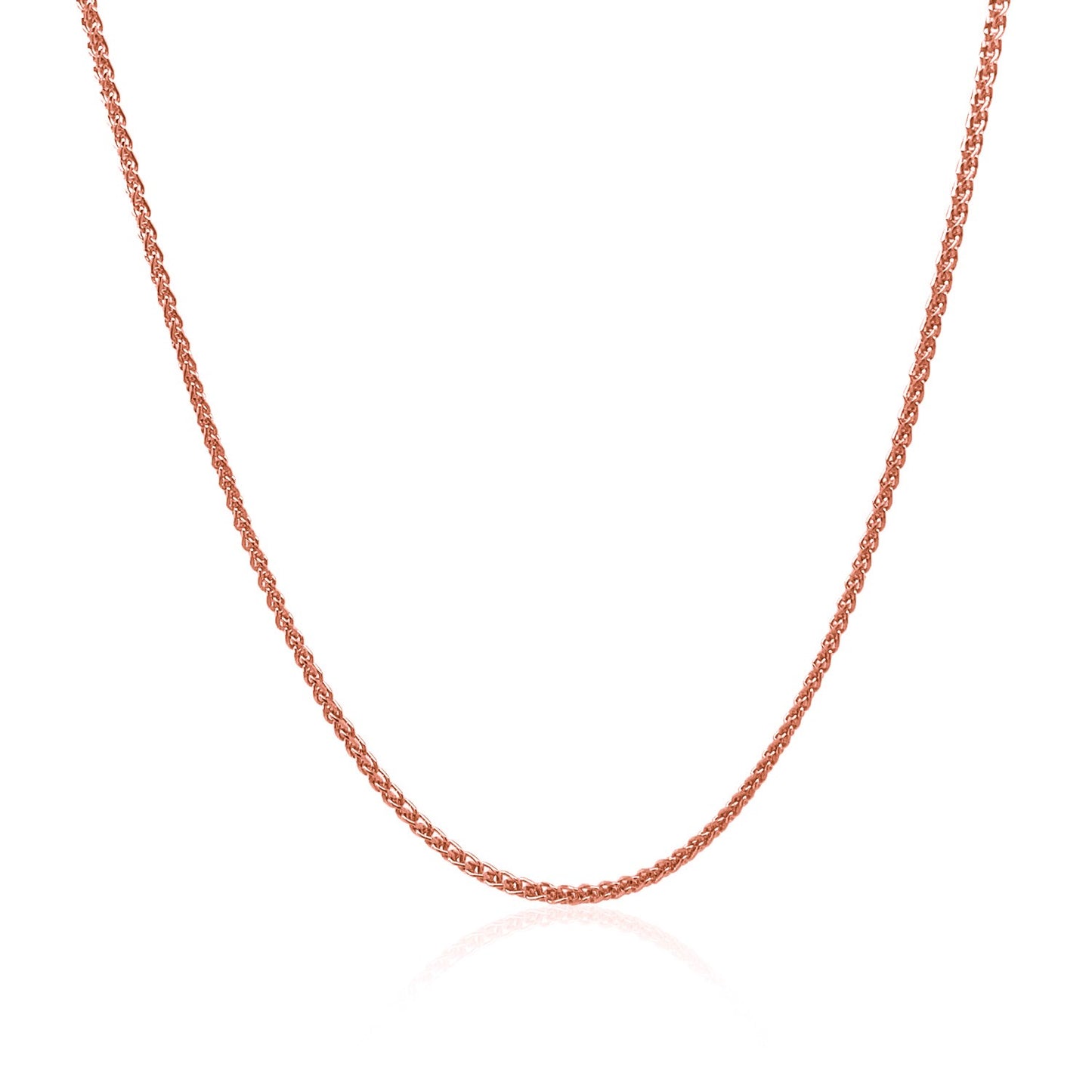 14K Rose Gold Diamond Cut Round Wheat Chain Necklace (1.20 mm)