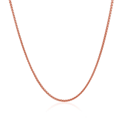 14K Rose Gold Diamond Cut Round Wheat Chain – 1.20mm, Solid Gold