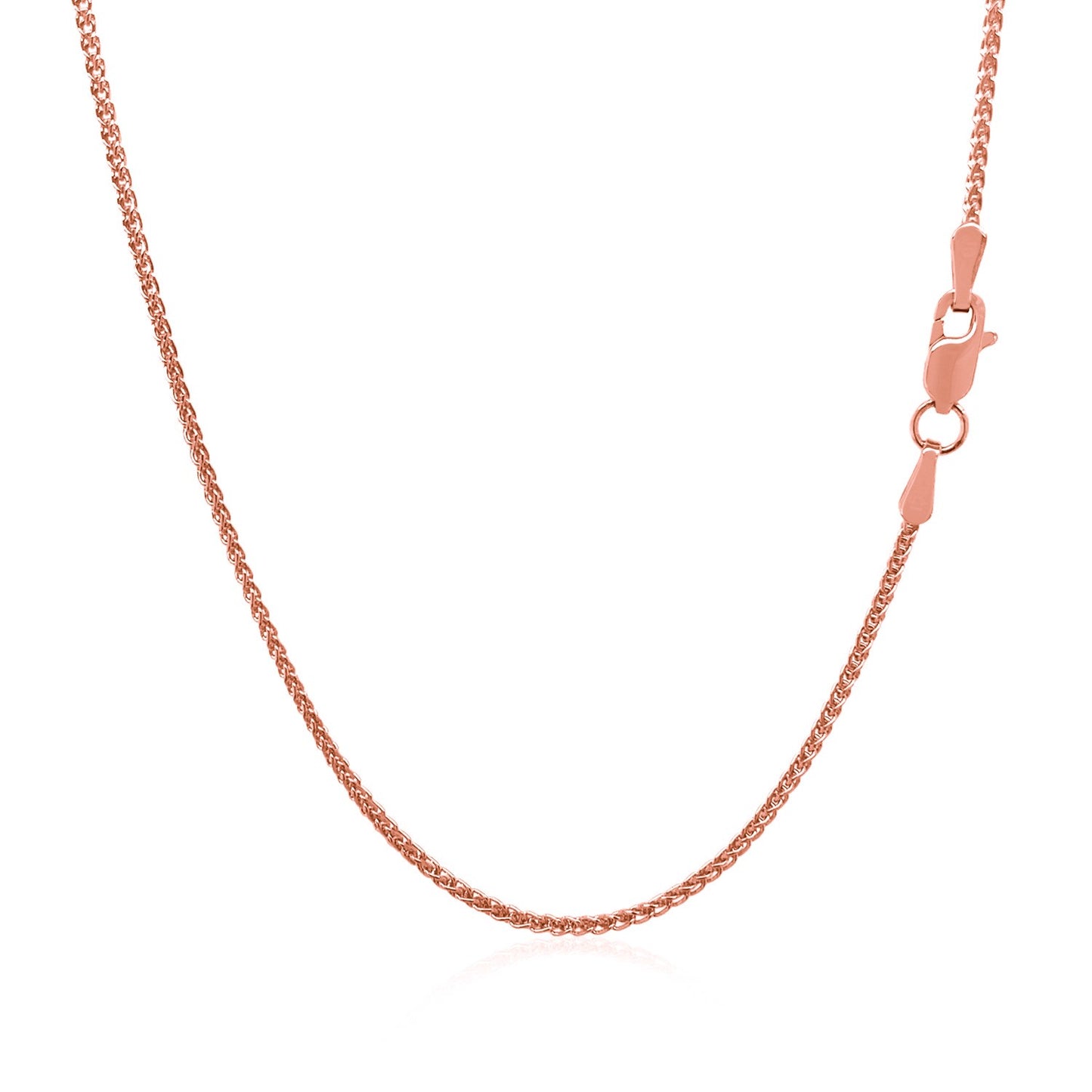 14K Rose Gold Diamond Cut Round Wheat Chain Necklace (1.20 mm)