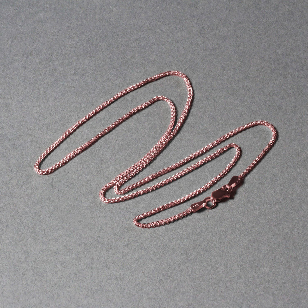 14K Rose Gold Diamond Cut Round Wheat Chain – 1.20mm, Solid Gold