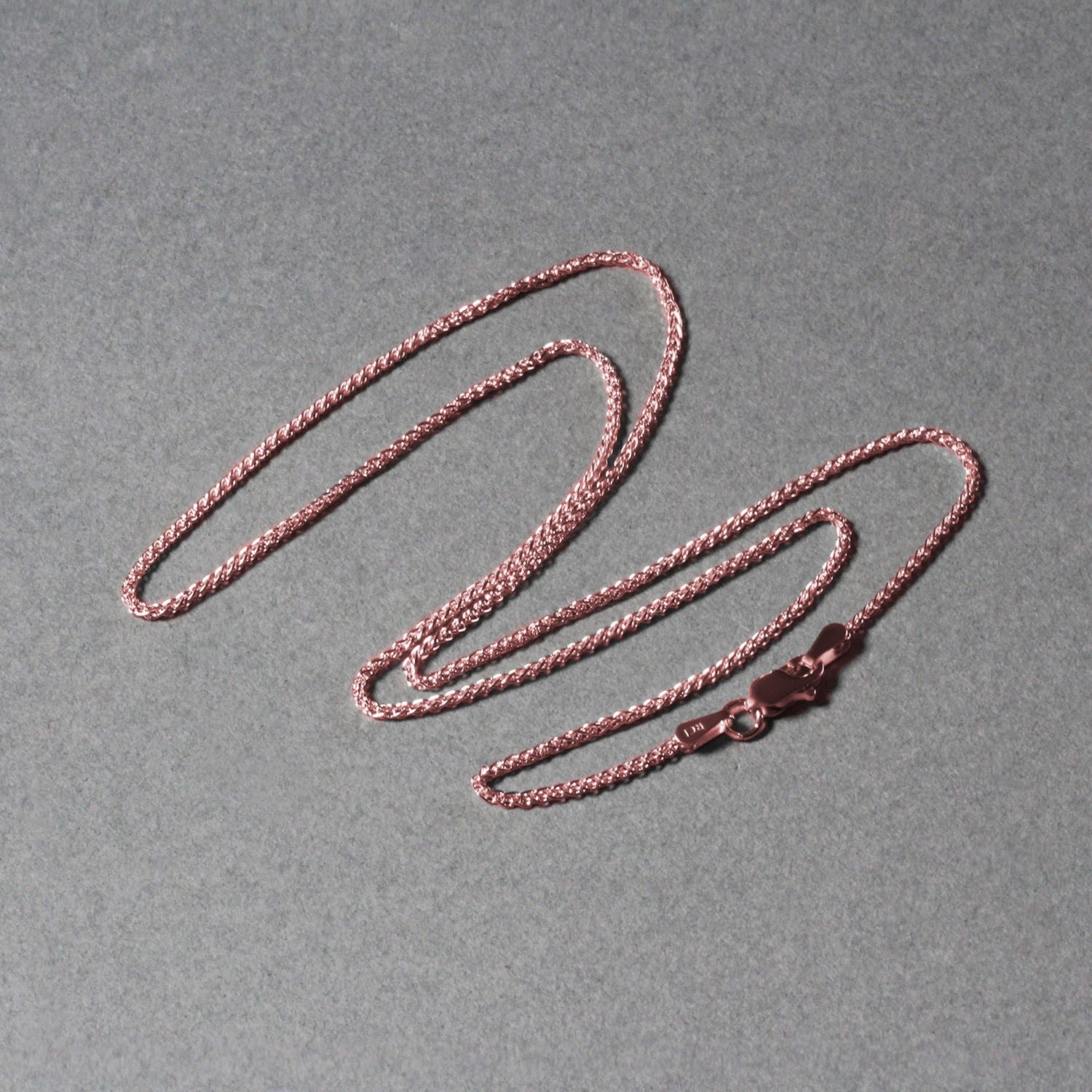 14K Rose Gold Diamond Cut Round Wheat Chain – 1.20mm, Solid Gold