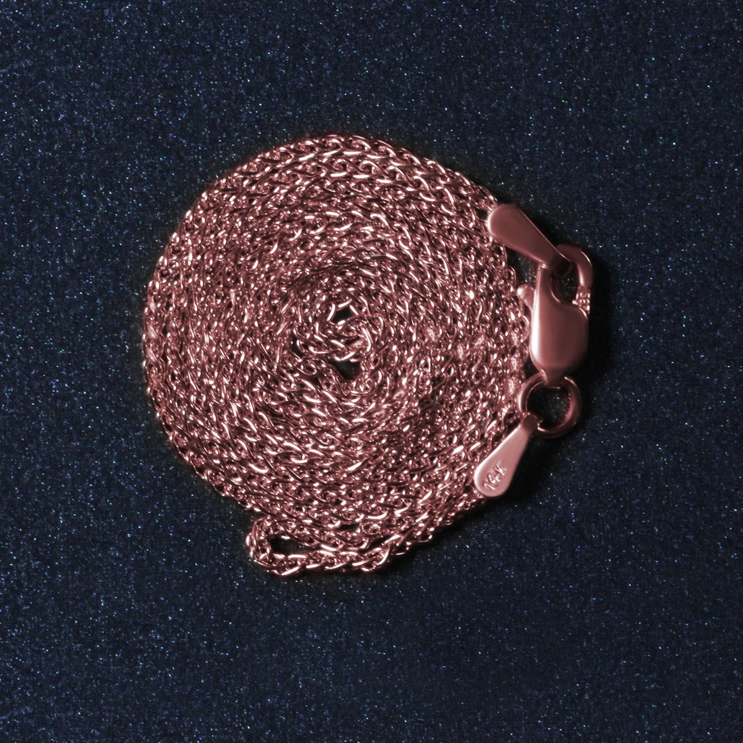 14K Rose Gold Diamond Cut Round Wheat Chain Necklace (1.20 mm)