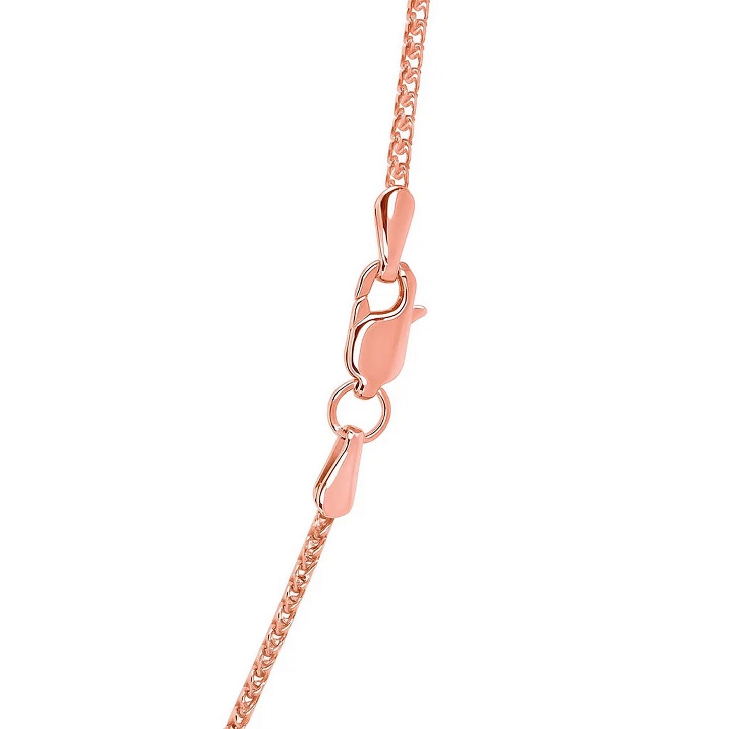 14K Rose Gold Diamond Cut Round Wheat Chain Necklace (1.20 mm)