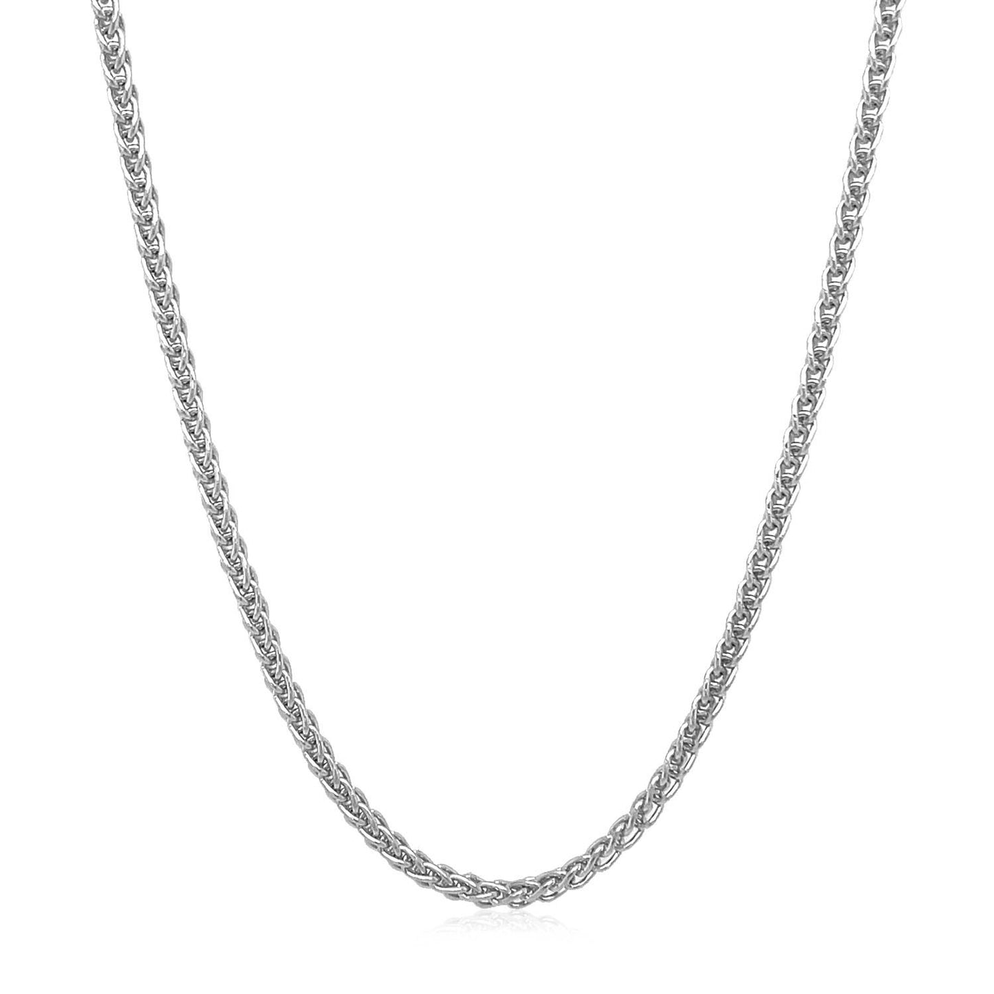 14K White Gold Round Wheat Chain Necklace (2.10 mm)