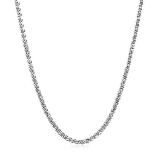 14K White Gold Round Wheat Chain Necklace (2.10 mm)