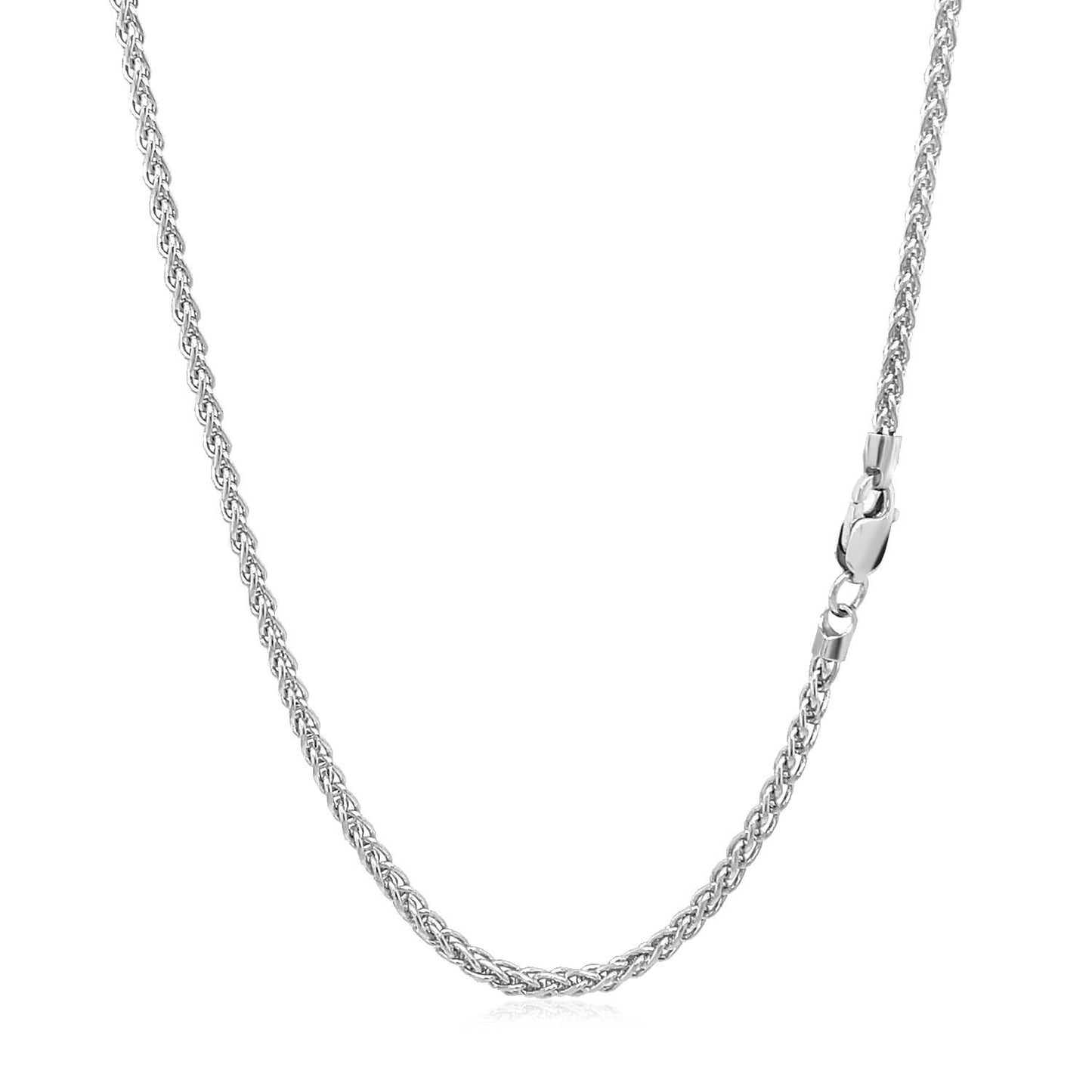 14K White Gold Round Wheat Chain Necklace (2.10 mm)