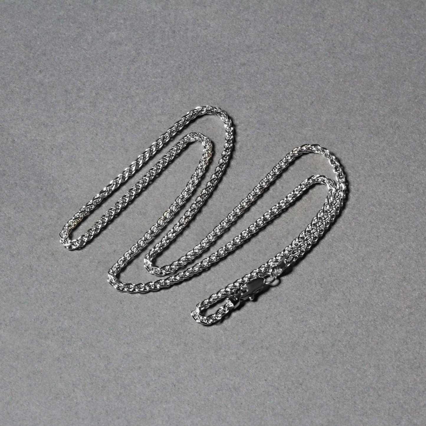 14K White Gold Round Wheat Chain Necklace (2.10 mm)
