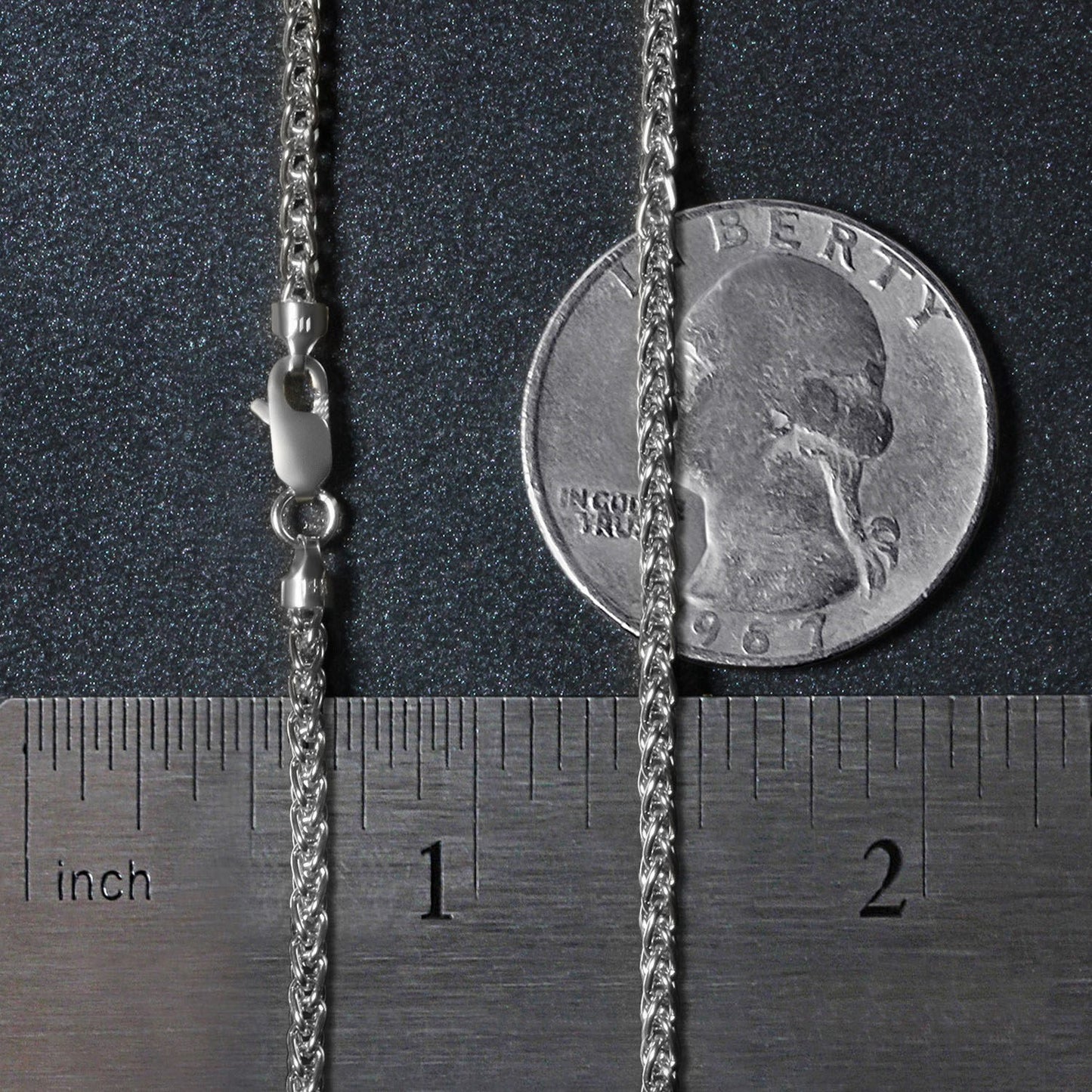 14K White Gold Round Wheat Chain Necklace (2.10 mm)
