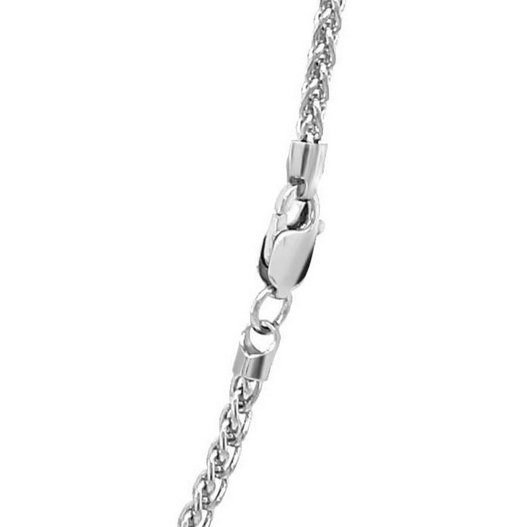 14K White Gold Round Wheat Chain – 2.10mm, Solid Gold