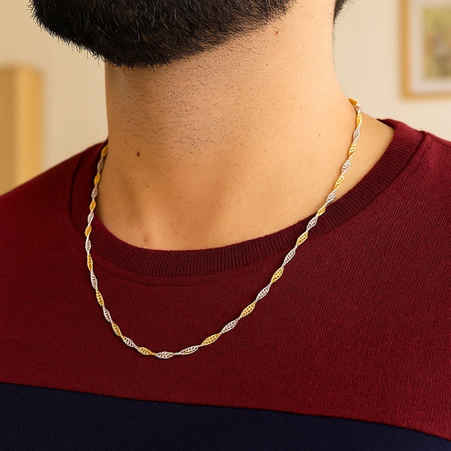 14K Two-Tone Gold Singapore Chain Necklace (2.50 mm)