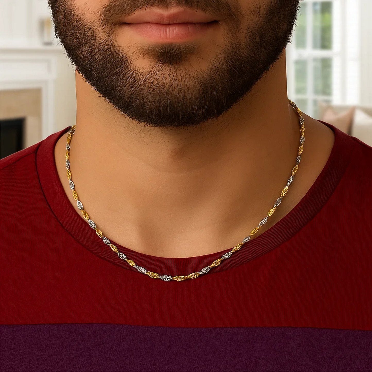 14K Two-Tone Gold Singapore Chain Necklace (2.50 mm)