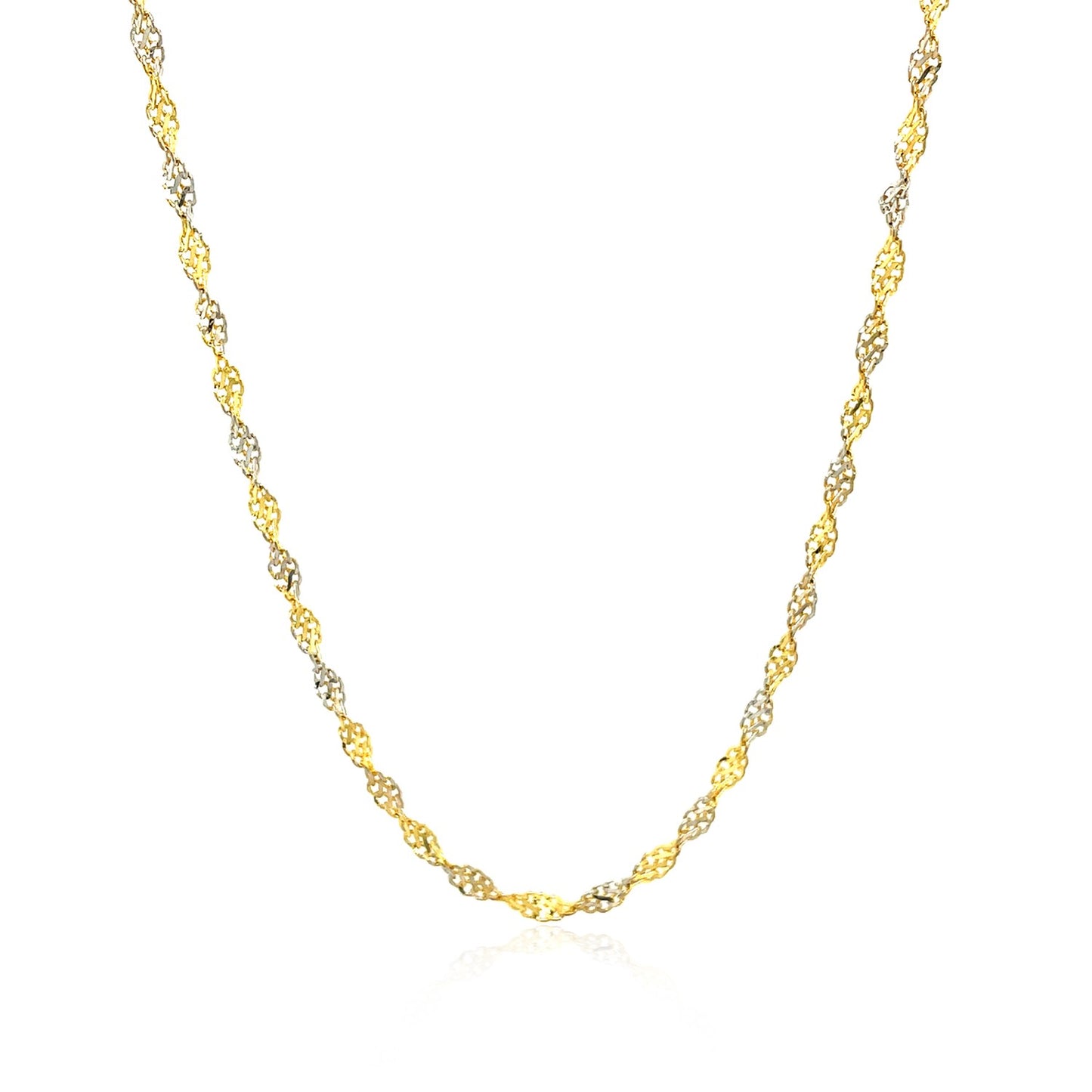 14K Two-Tone Gold Singapore Chain Necklace (2.50 mm)