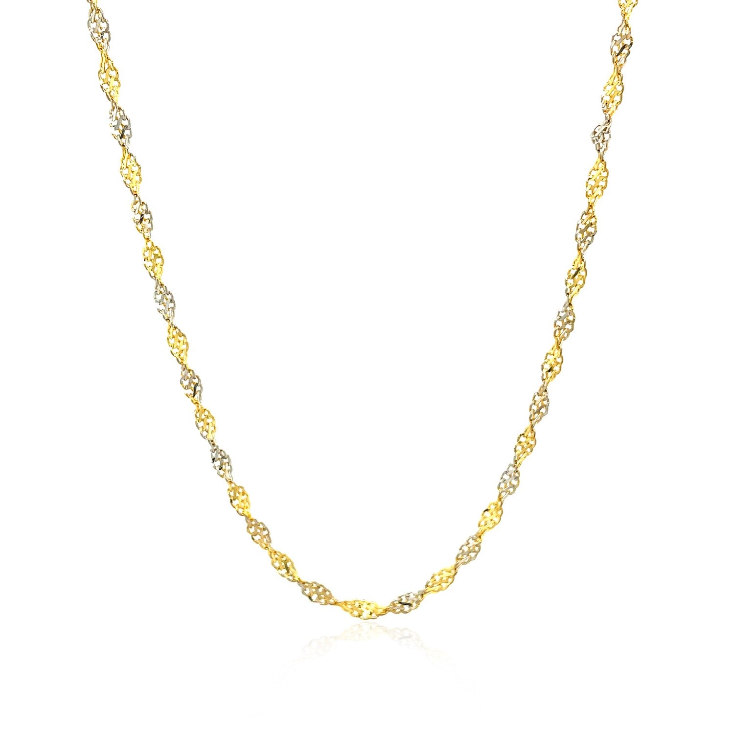 14K Two-Tone Gold Singapore Chain Necklace (2.50 mm)