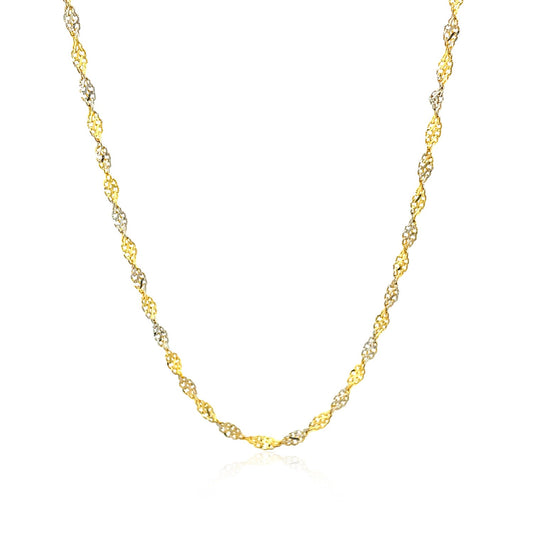 14K Two-Tone Gold Singapore Chain Necklace (2.50 mm)