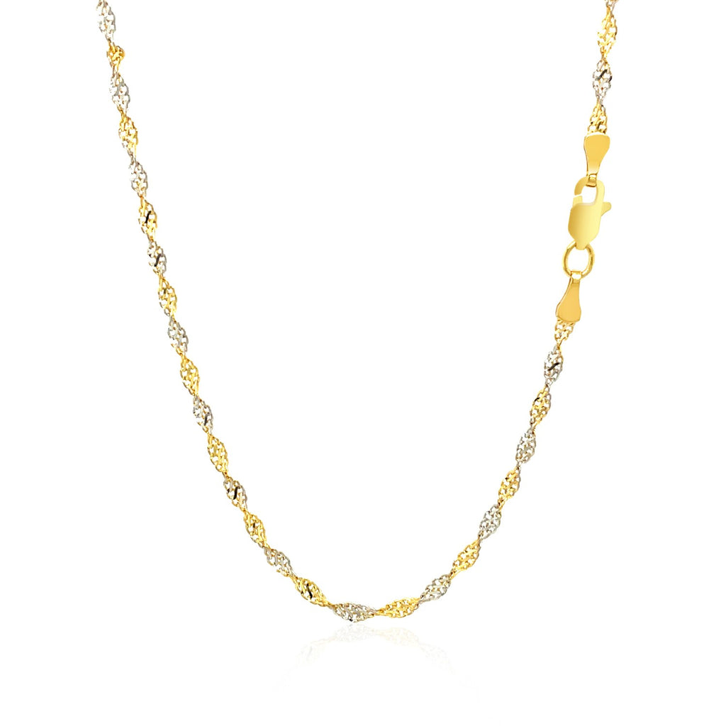 14K Two-Tone Gold Singapore Chain Necklace (2.50 mm)