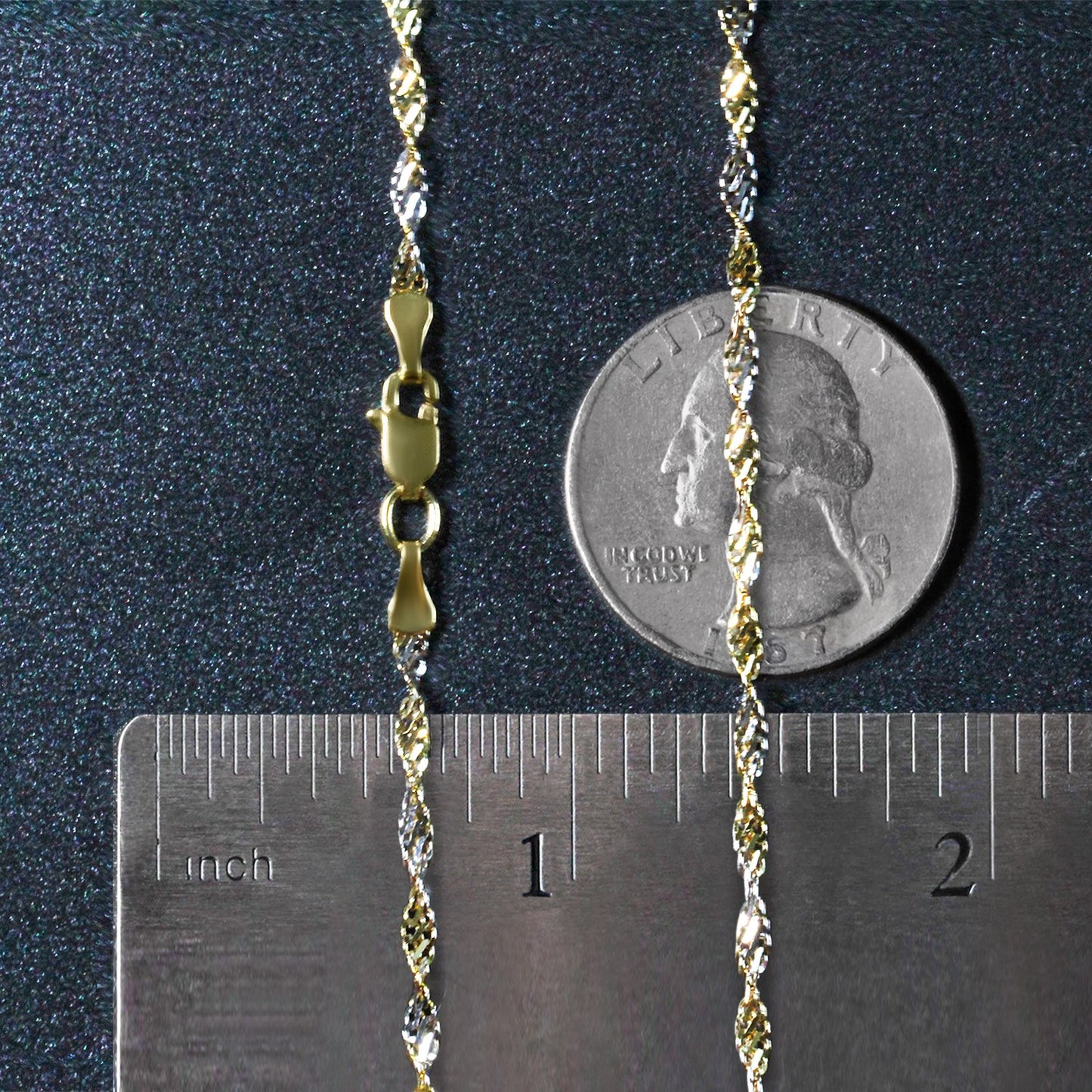 14K Two-Tone Gold Singapore Chain Necklace (2.50 mm)