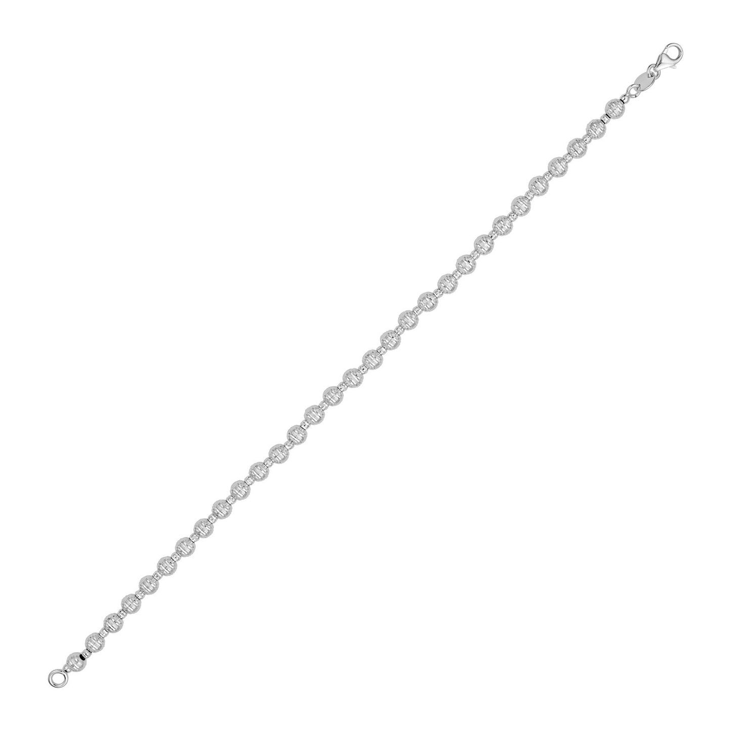 14K White Gold Disco Diamond Cut Bead Chain (4.00 mm)
