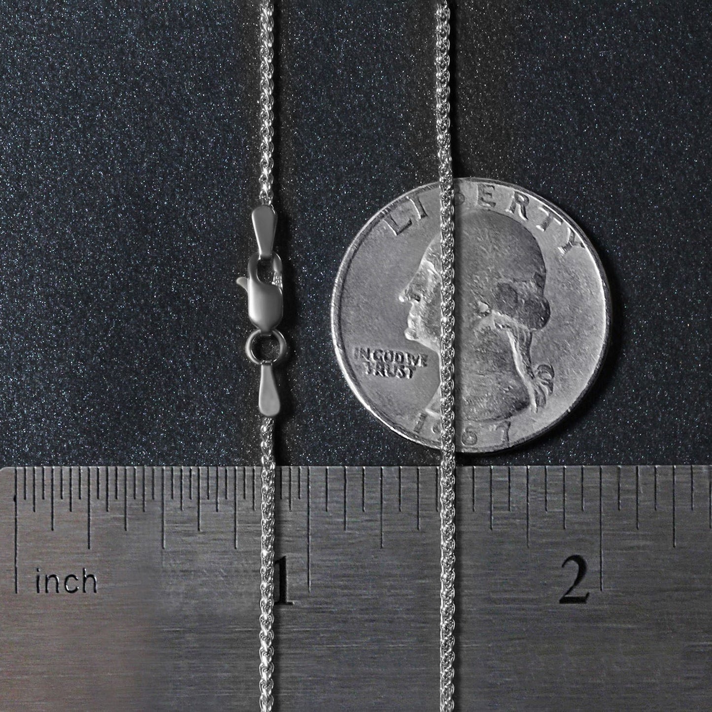18K White Gold Round Wheat Chain Necklace (1.40 mm)