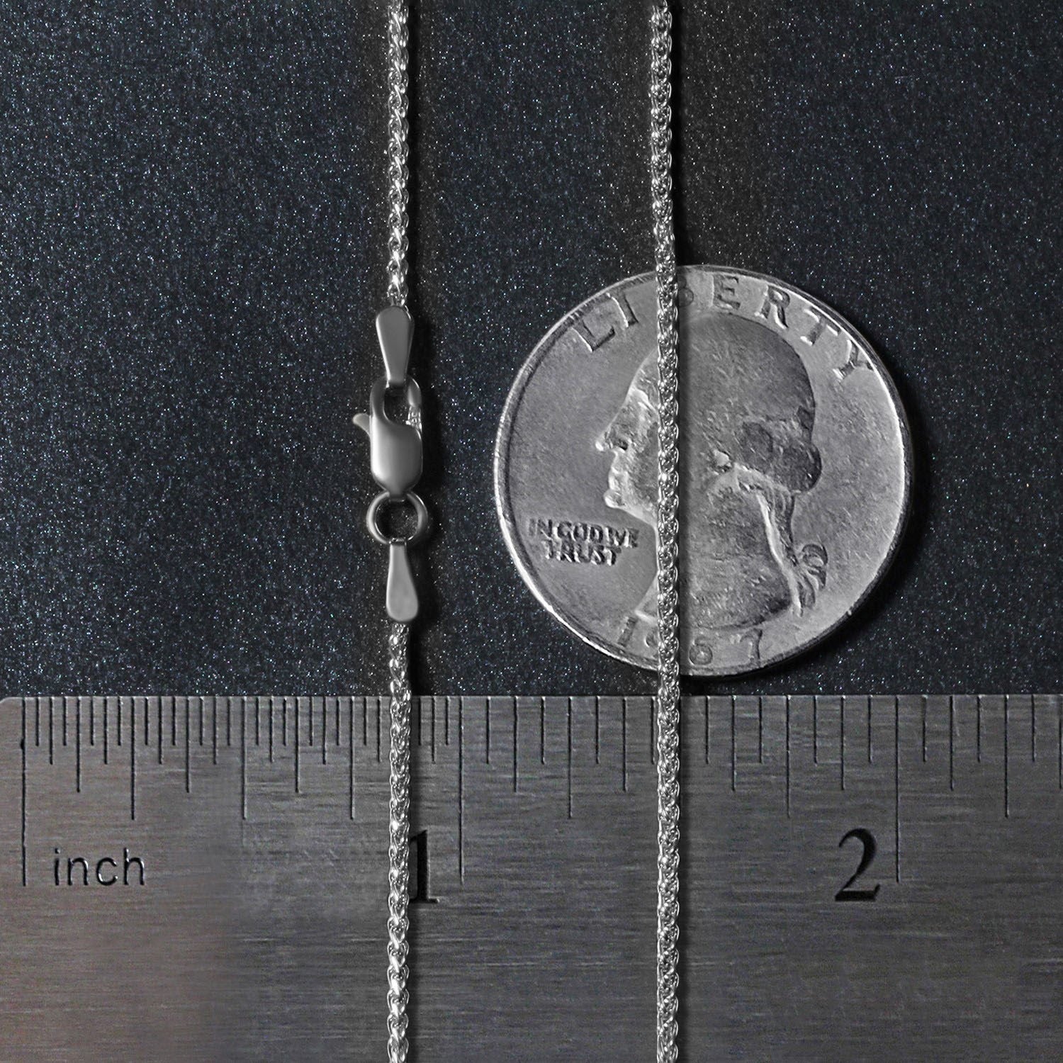 18K White Gold Round Wheat Chain – 1.40mm, Solid Gold